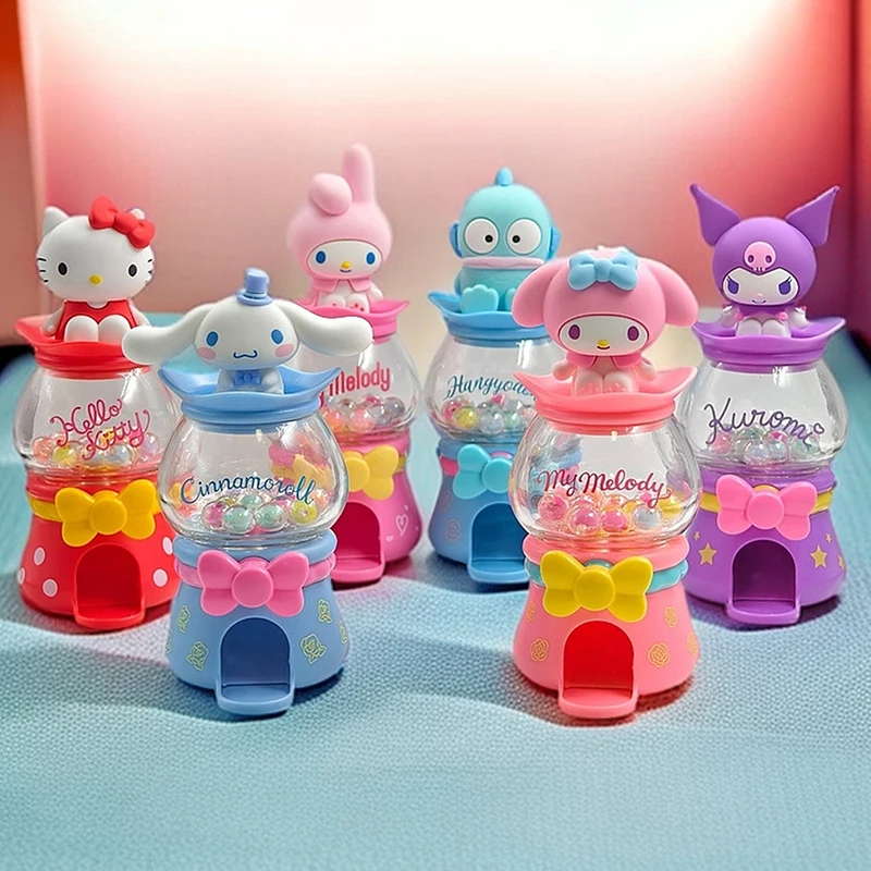 Sanrio Anime Figures Hello Kitty Doll Bead Twisting Machine Blind Box Figure Kuromi My Melody Figurines Model Doll Kids Toy