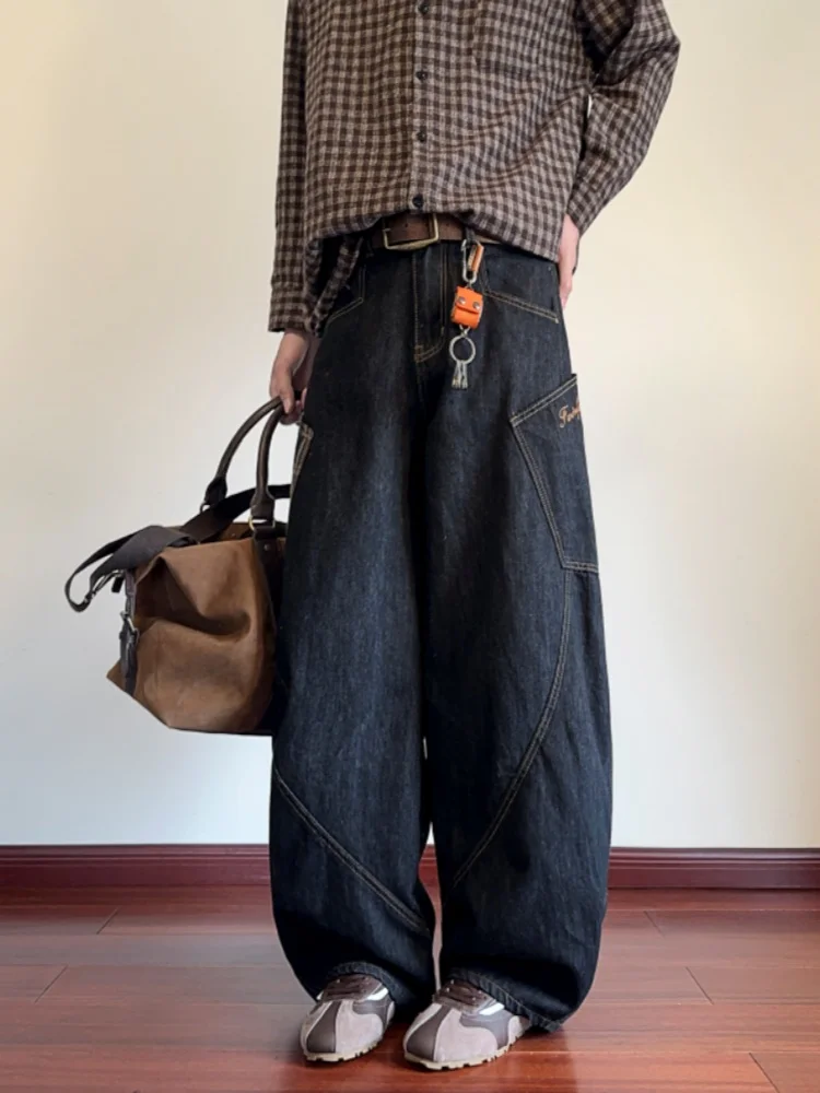 

Мужские широкие прямые джинсы весна-осень в американском стиле Cleanfit, брюки с дизайнерскими элементами, рабочая одежда, молодежная мода