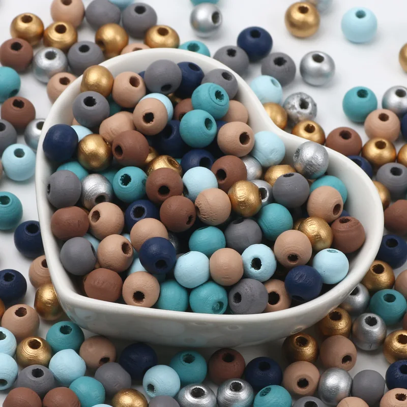 100/200pcs 6 8 10mm Morandi Color Natural Wood Beads Loose Round Spacer Beads For Diy Jewelry Making Handmade Bracelet Necklace