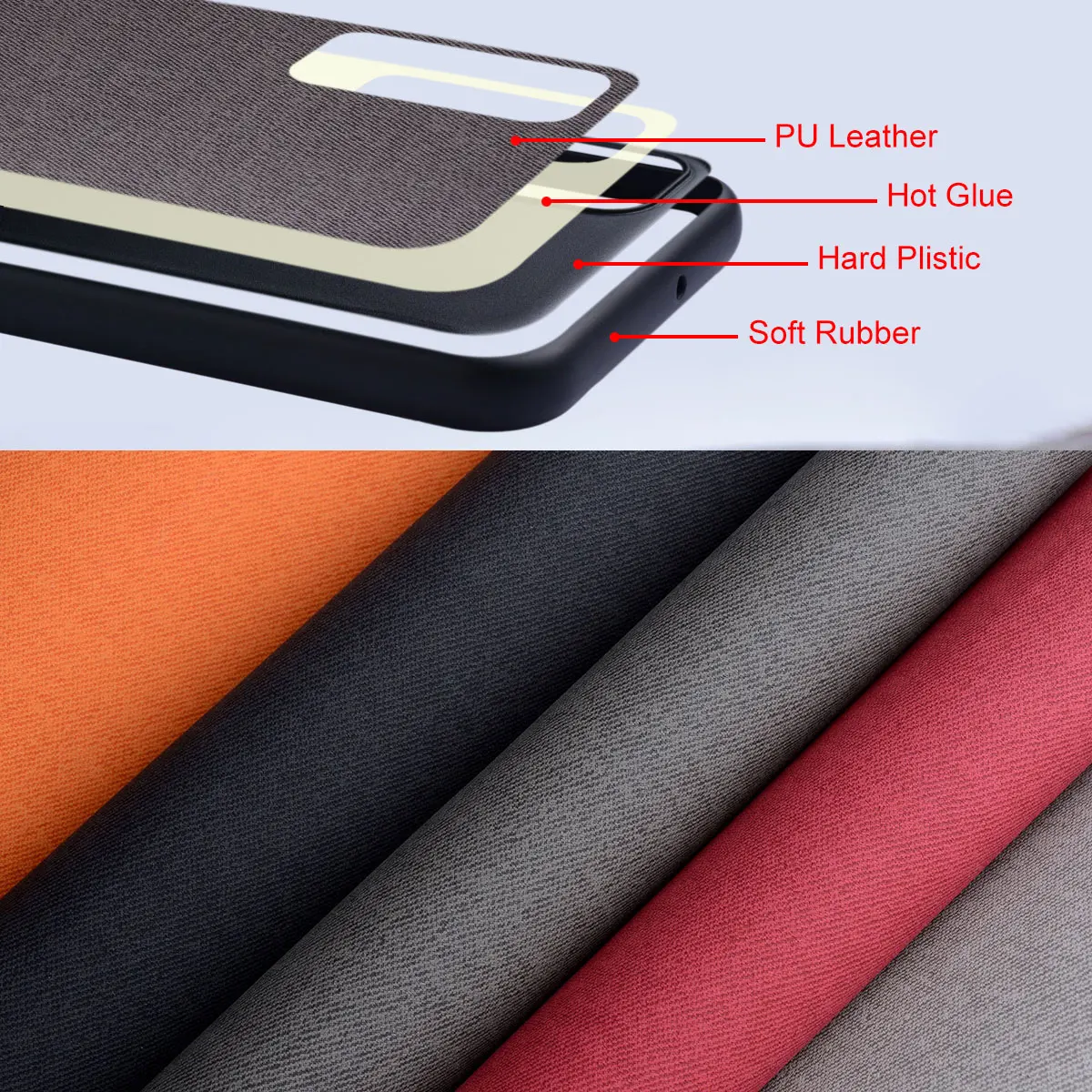 Luxury Textile Leather Case for Samsung Galaxy Xcover 7 5 Soft TPU Hard Phone Cover Precise camera hole position Solid color