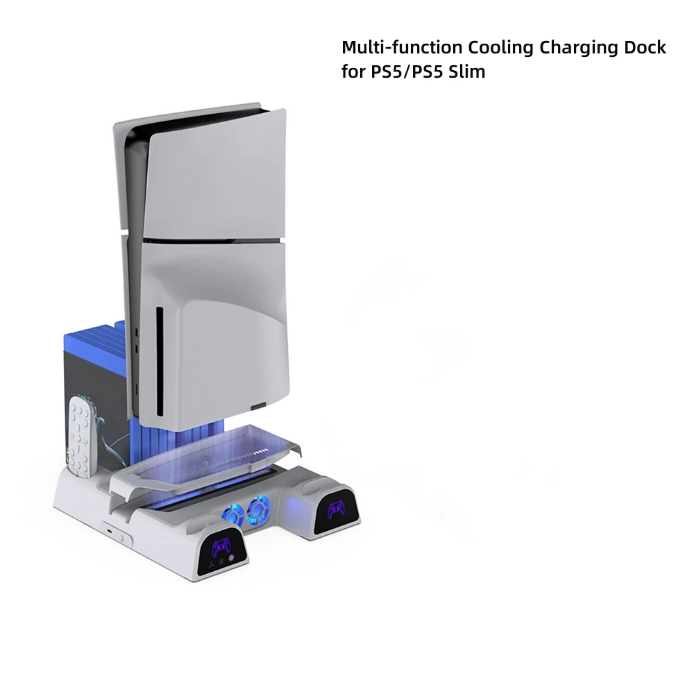 

Host Multi-function Cooling Charging Base for PS5/PS5 Slim (New PS5) Extension Support Storage Rack Game Console Accessories