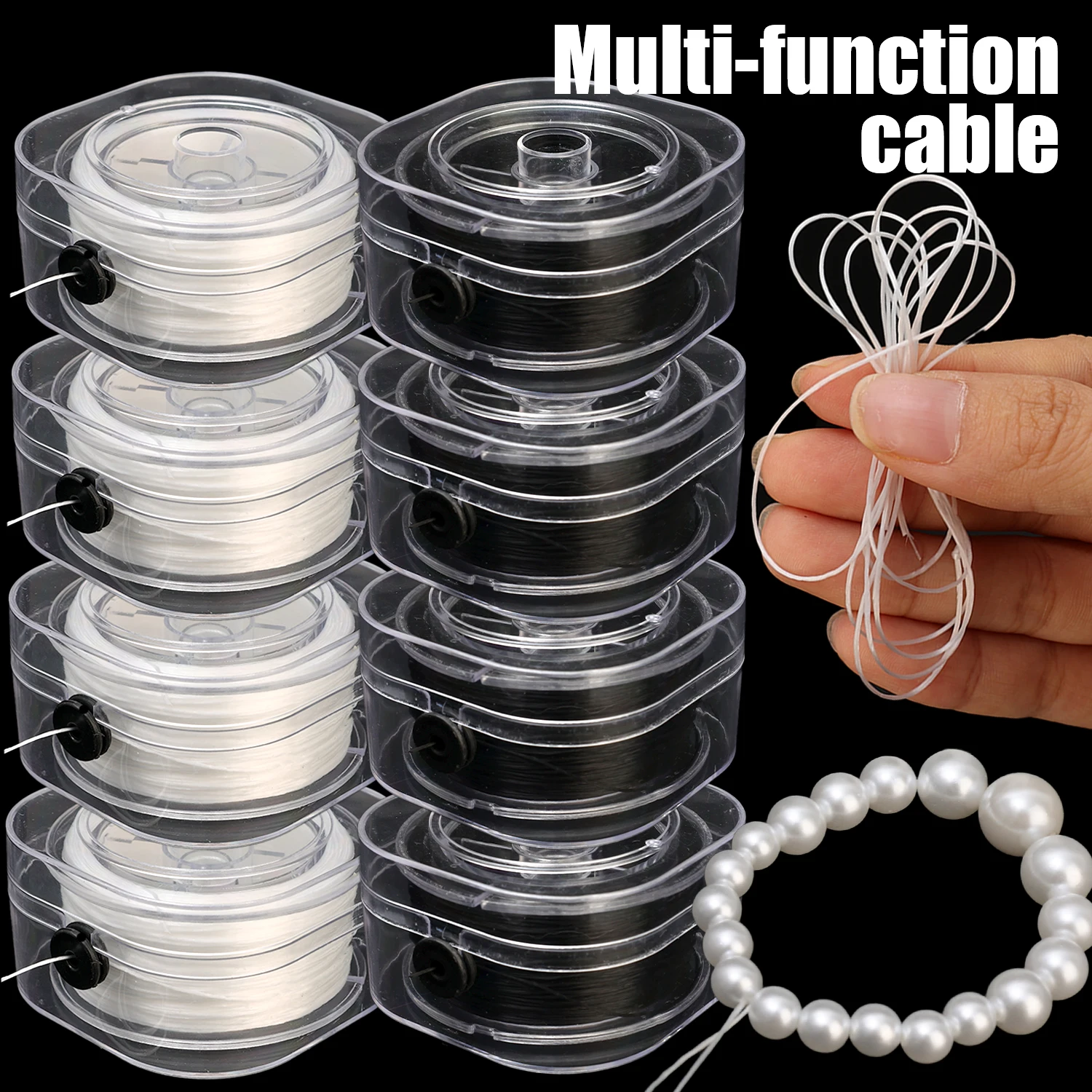 1 rolo 0.8mm cabo de miçangas transparente corda de cristal não elástica para fazer jóias diy linha de pesca pulseira colar artesanato