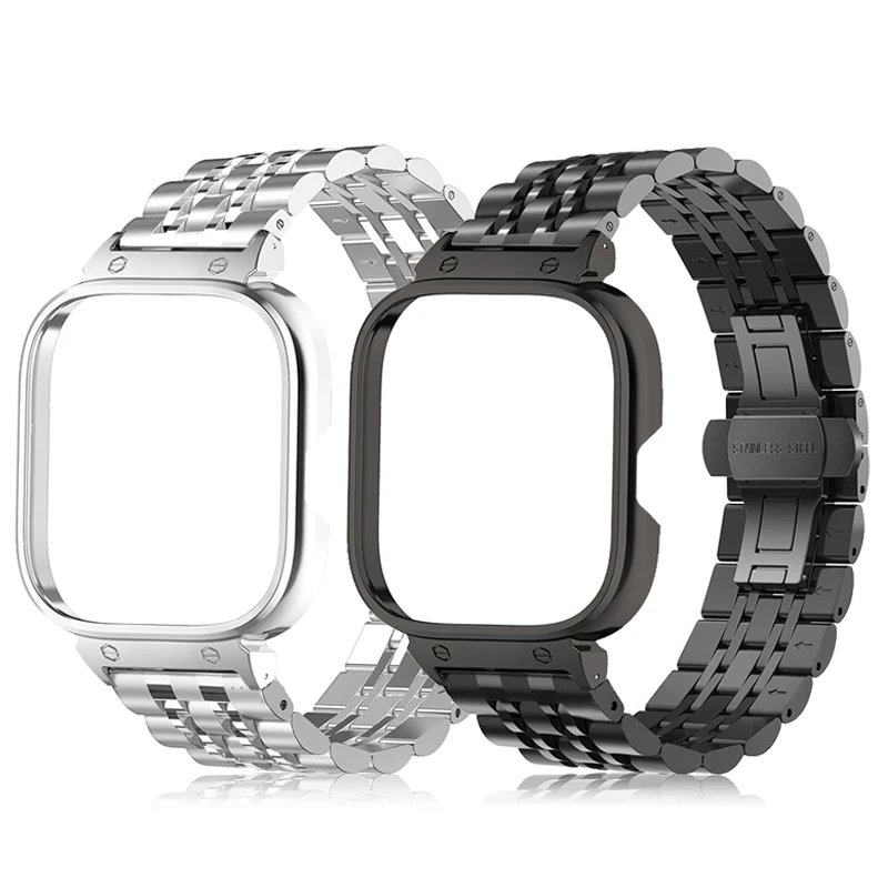 Strap Case Protector for Redmi Watch 4 Stainless Steel Watchband for redmi watch 4 Metal Bracelet for redmi watch 4 Cover Frames
