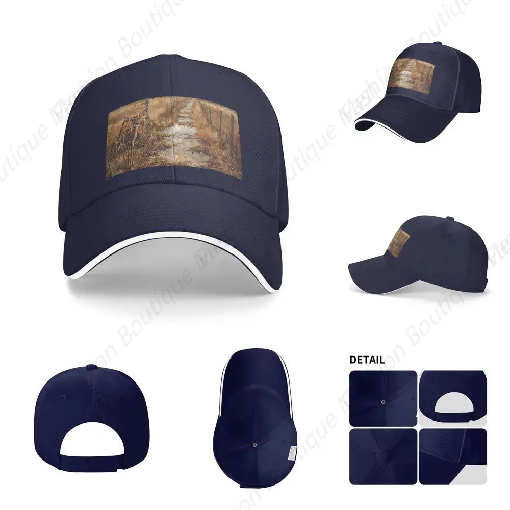 

High Quality Farm With Deer Vintage Print Sandwich Caps Peaked Caps Trucker Hat Men Women Outdoor Sport Sun Visor