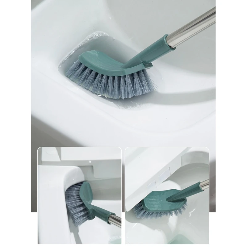 NICEFurniture Bathroom Toilet Bowl Brush with Plastic Long Antislip Handle Curved Cleaner Wall Hanging Scrubber Deep Cleaning