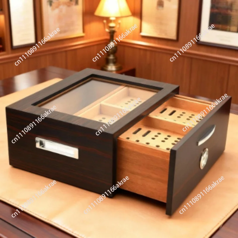 for Transparent visual cigar wooden box layered storage wooden cedar wooden box drawer