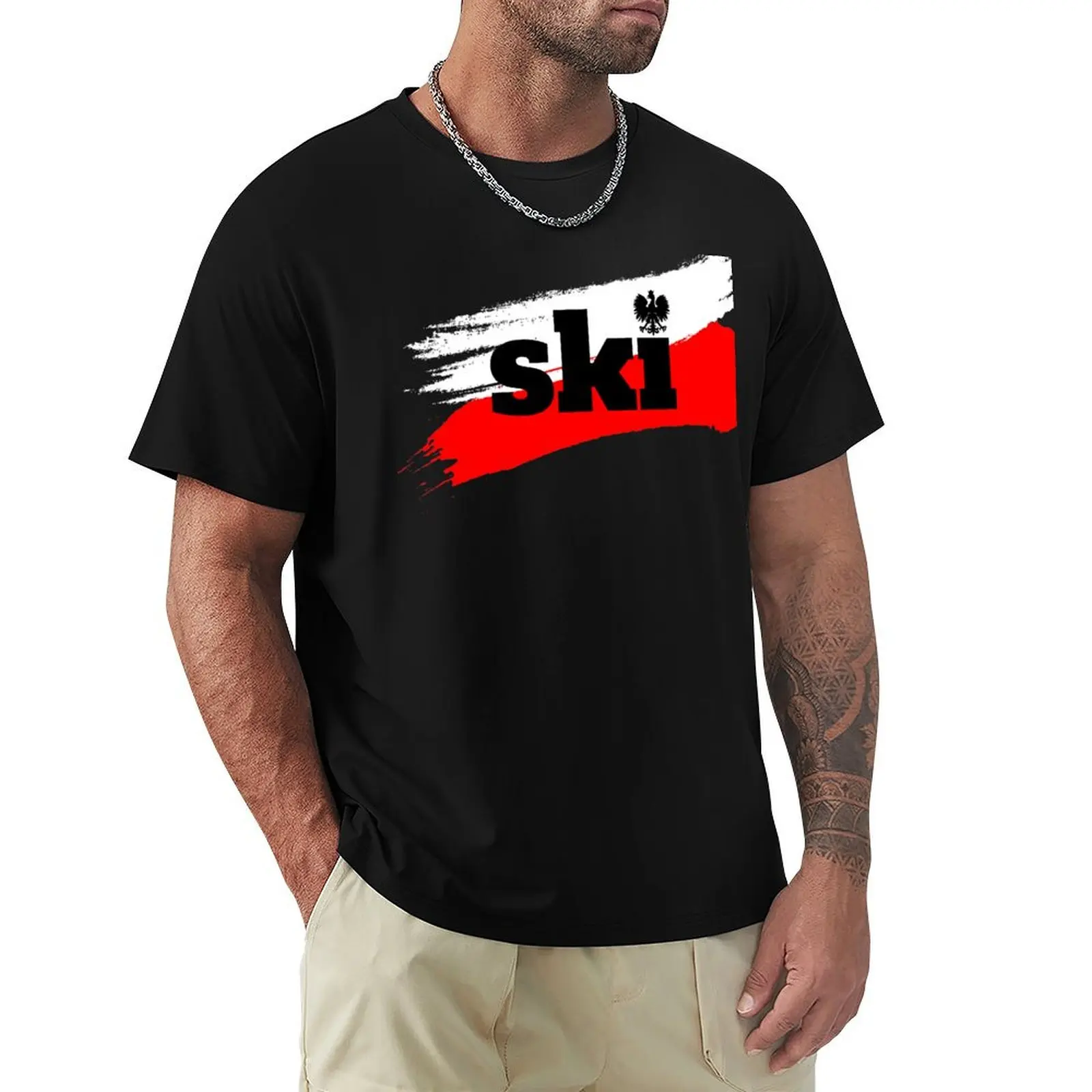 

SKI Polish Surname T-Shirt baggy shirts T-shirts man plain black t shirts men