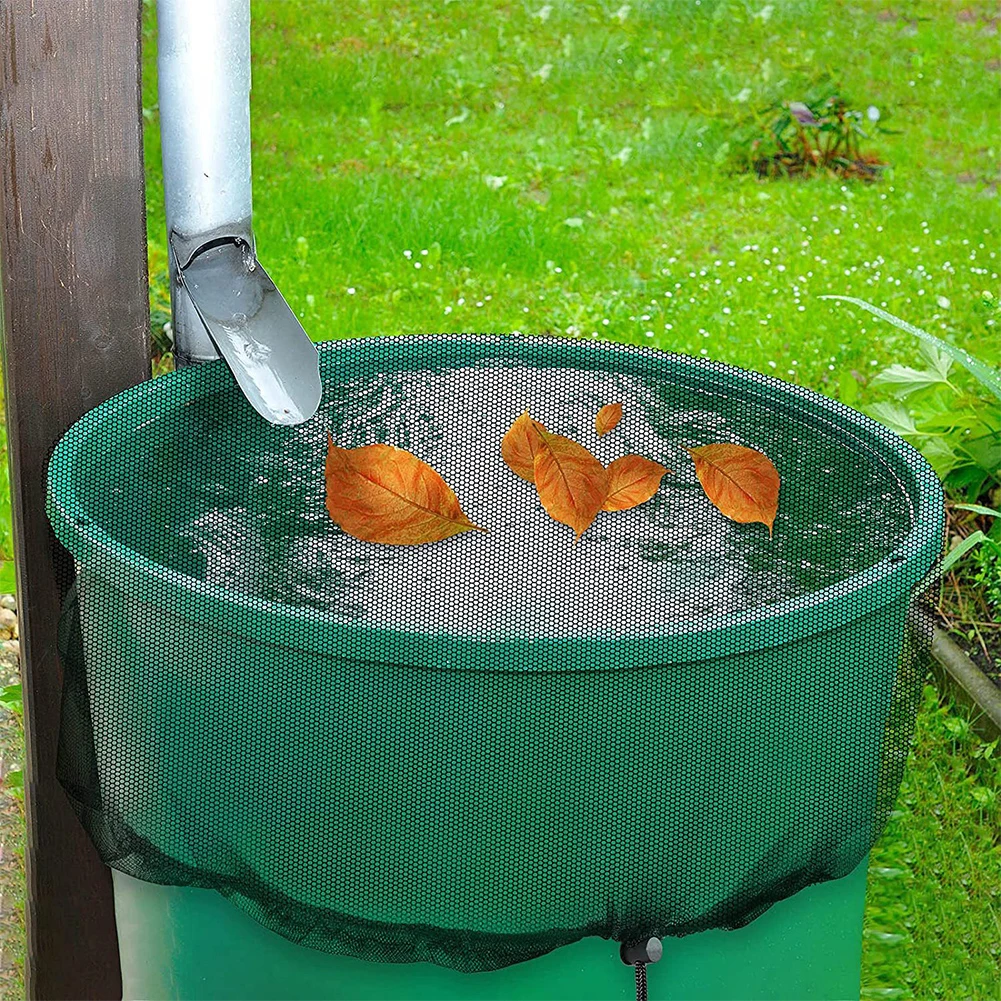 Rainwater Bucket Insect Cover Adjustable Drawstring Rain Barrel Filter Mesh Anti-insect Garden Rainwater Netting Garden Supplies