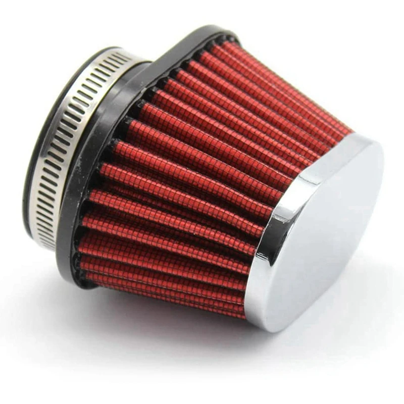 2Pcs Universal Round Tapered Car Motorcycle Air Filter 51Mm 2 Inch Intake Filter-Red