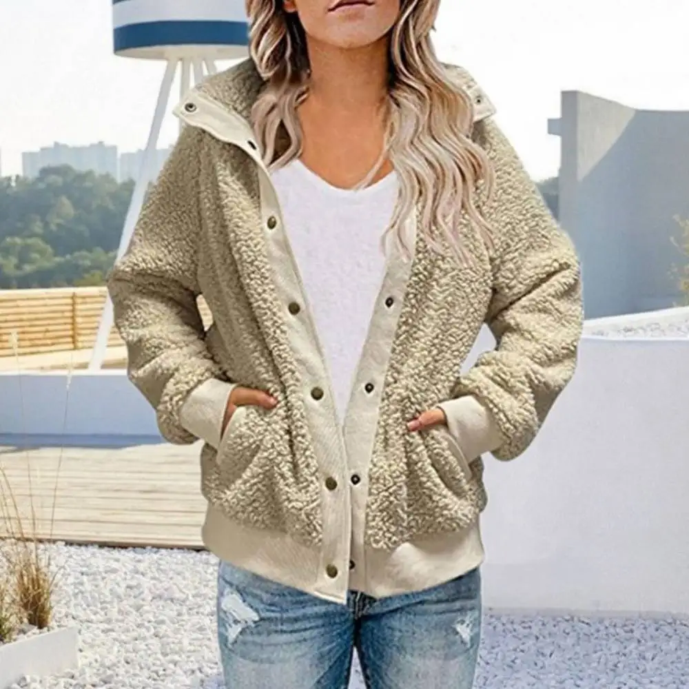 Elegant Teddy Bear Hoodie Womens Faux Fur Coat Autumn Winter Warm Soft Hooded Fleece Jacket Girl Plush Overcoat Thick Outerwear