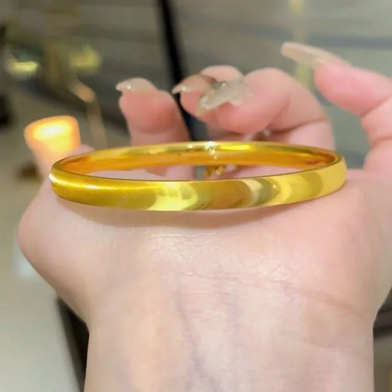 Pure Silver Plated Gold Fashion CNC Cat Eye Women's 3D Plain Ring Light Luxury Bracelet Popular Bracelet Gift for Girlfriends