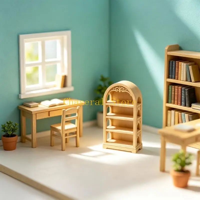 E7CE Mini Shelf Bookcase Miniature for Small Interior Styling and Display Setups