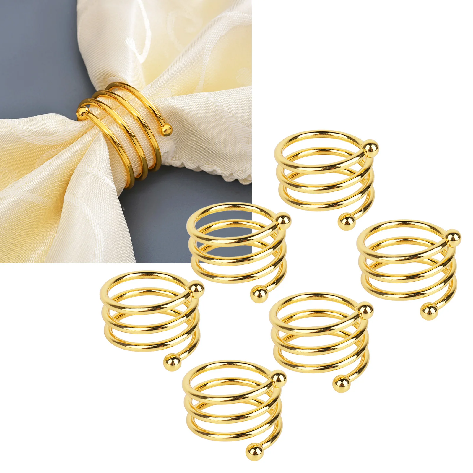 8pcs Gold Spiral Napkin Rings Elegant Rust Prevention Metal Napkin Rings For Wedding Birthday Dinner Family Party