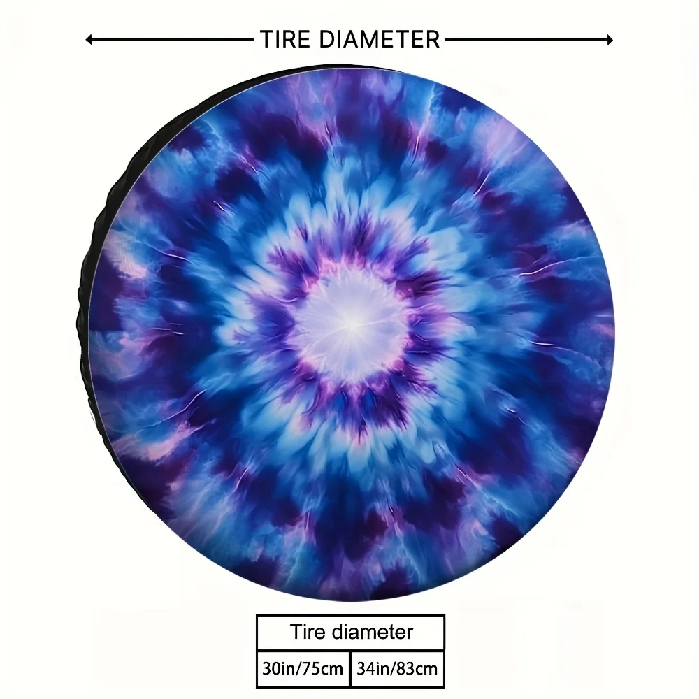 1pc Blue-Violet Tie-Dye Spare Tire Cover - Durable Polyester, Universal Fit For Cars, SUVs & Trucks, Perfect Outdoor Tire Protec