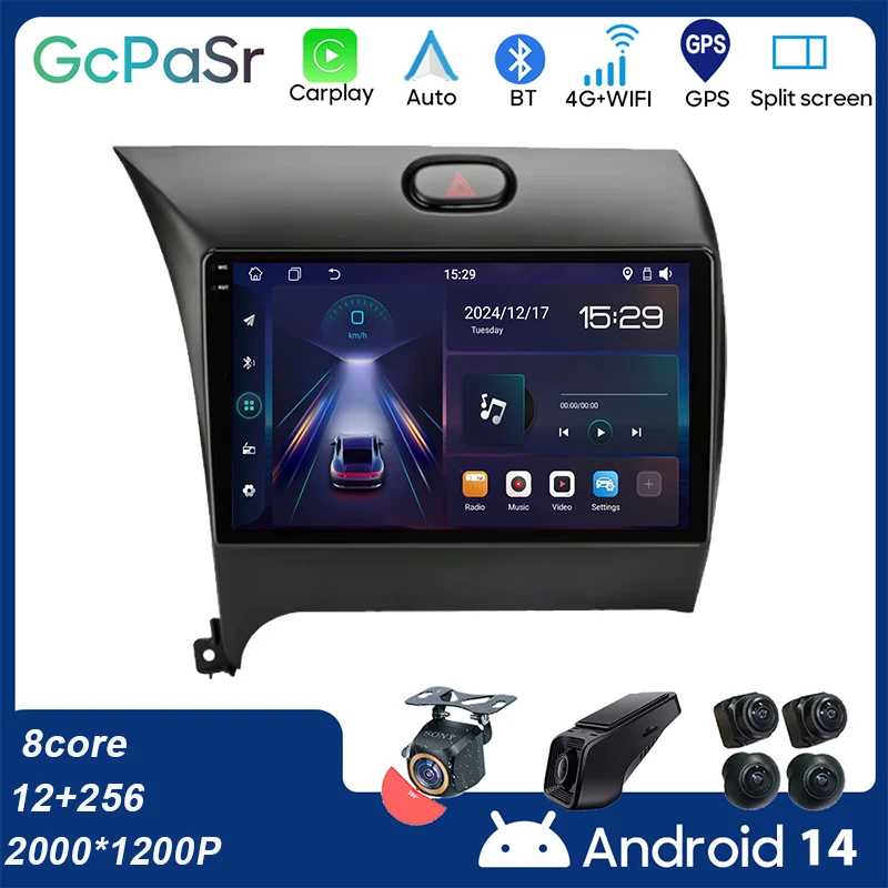 

For Kia Cerato 3 2013 - 2017 CarPlay 4G Car Android Auto Radio Stereo Multimedia Player GPS Navigation 5G WIFI DVD QLED