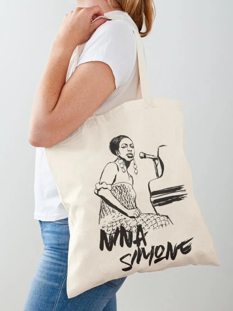 

Nina Simone by Erena Samohai Tote Bag Handbags shopping bags foldable Woman shopper bag canvas tote