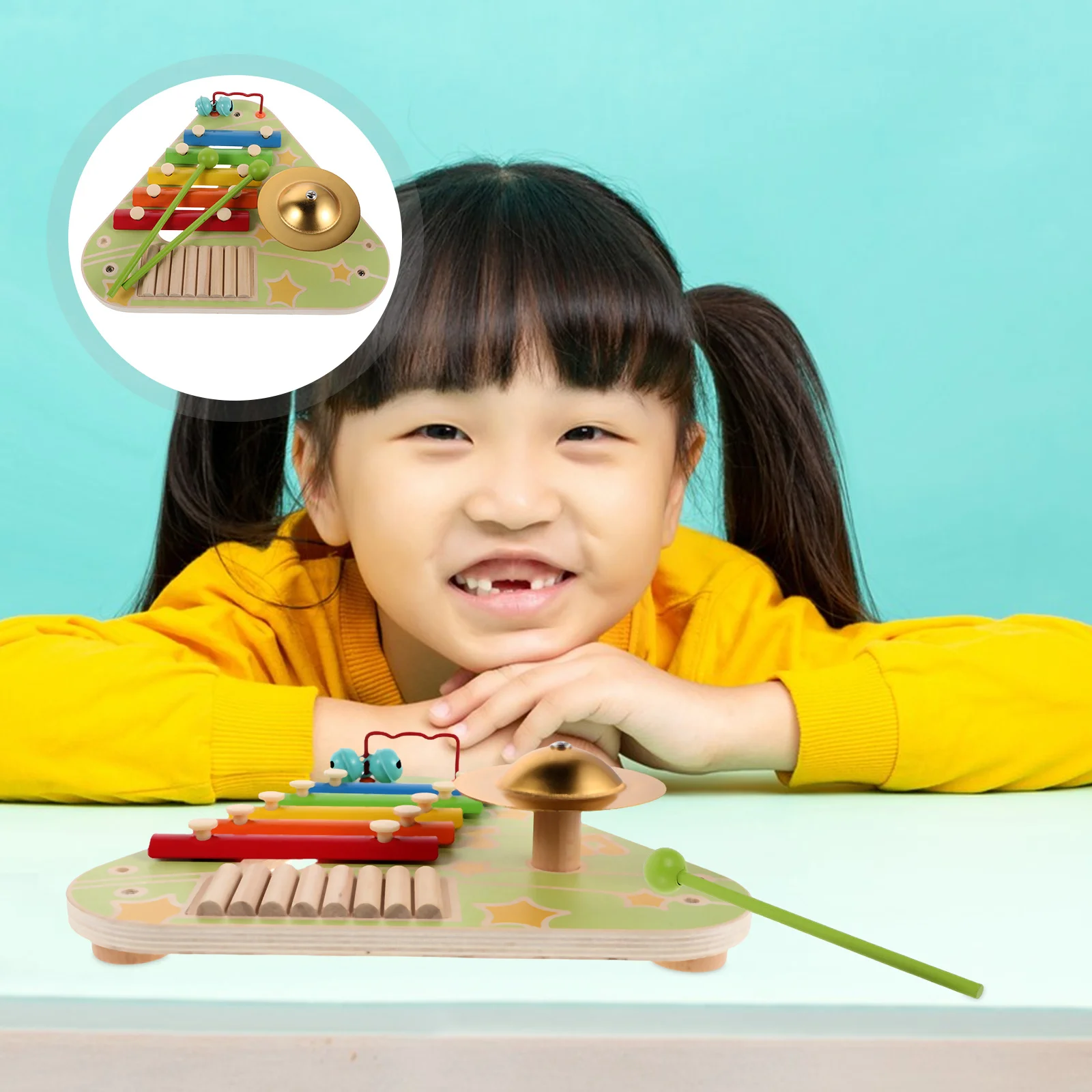 

1Set Montessori Musical Instruments for Toddlers 4 in 1 Sensory Xylophone Cymbal Percussion Hand Eye Coordination