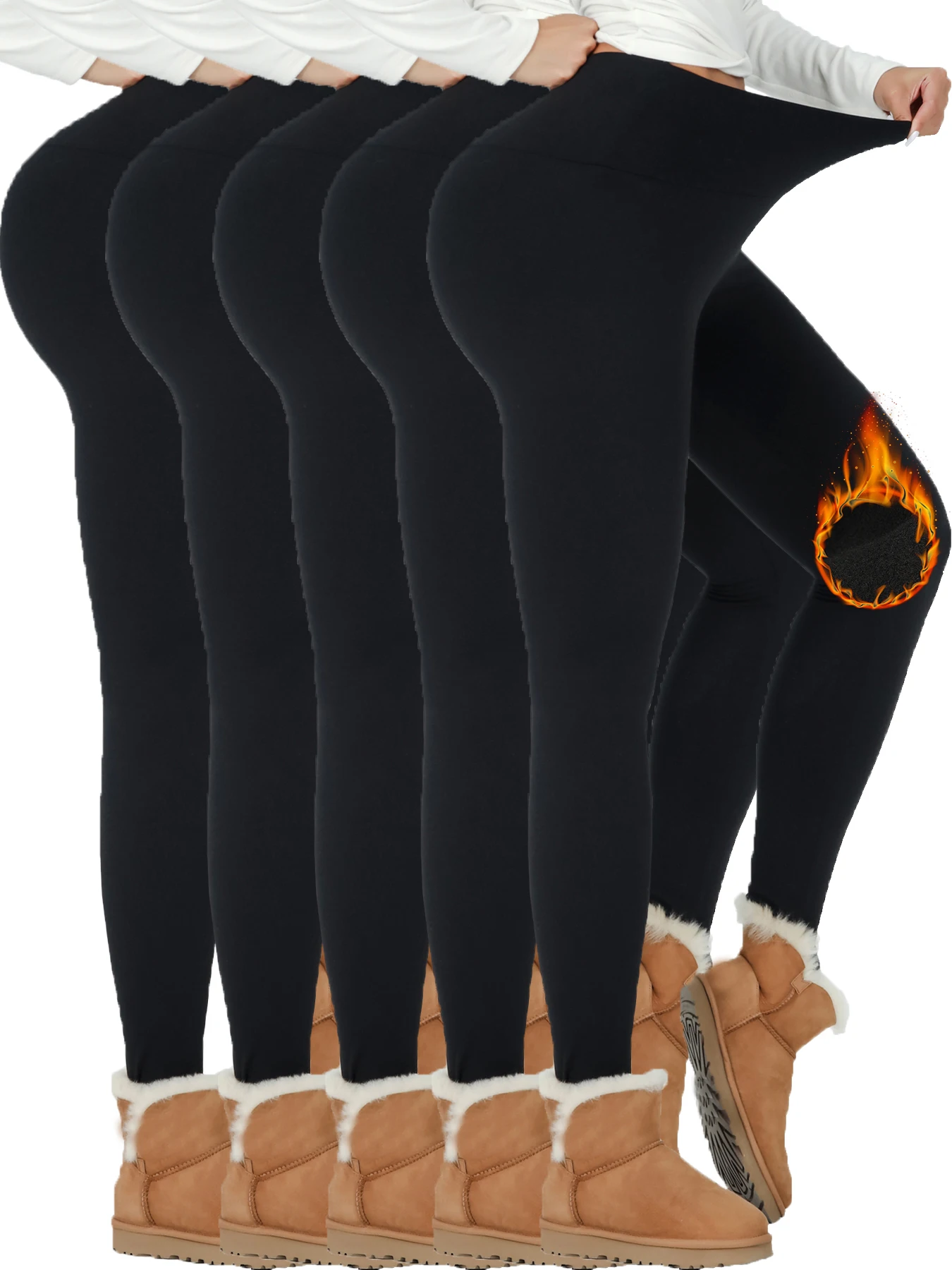 

5 Pack Womens Thermal Fleece Lined High Waisted Leggings Workout Winter Warm Thick Tights Soft Yoga Pants