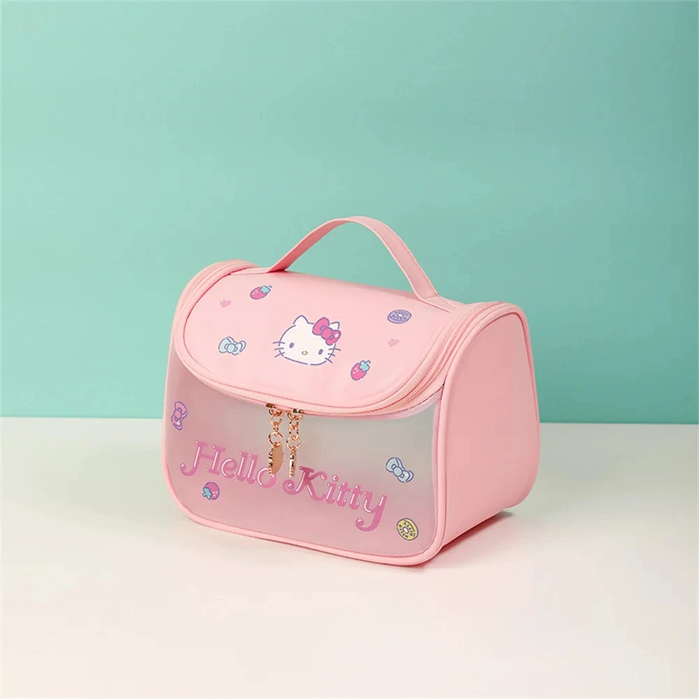 Kawaii Hello Kitty borsa per il trucco Anime Sanrio borsa per cosmetici di grande capacità da viaggio impermeabile portatile donna carina borsa per