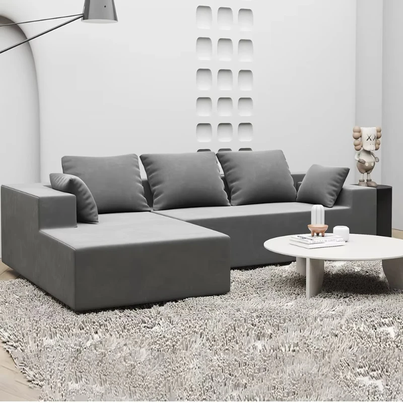 

Nordic Minimalist Design Couch Modern Sectional Modular Leisure Sofa L-shaped 3 Seater Sofa