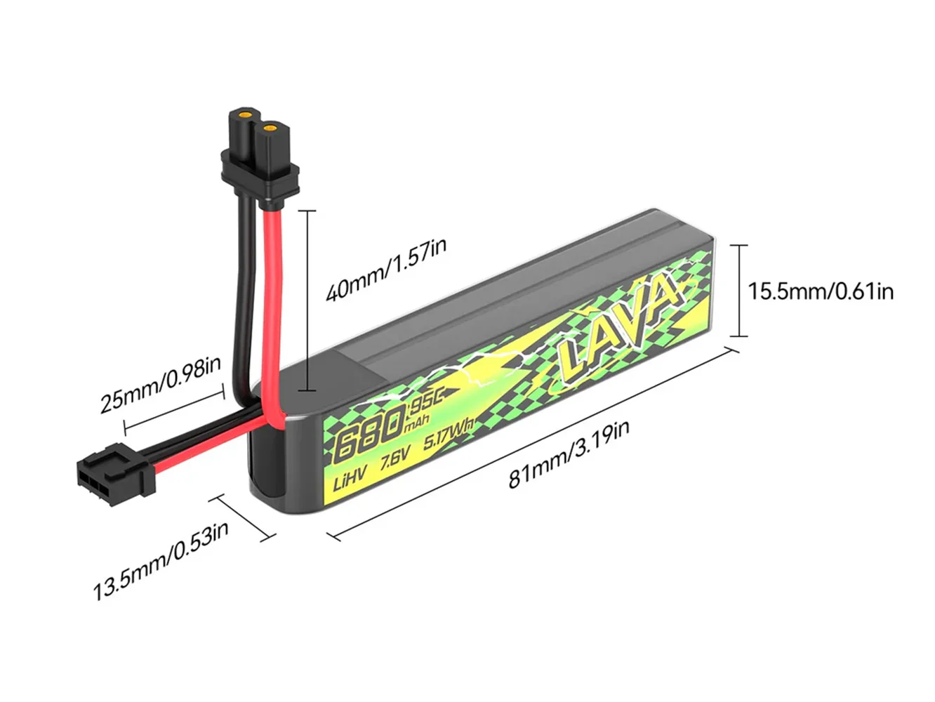 BETAFPV 95C LAVA II 2S Battery 580mAh/ 680mAh XT30 Plug for Pavo Pico II, Pavo Femto, FPV Racing Drone Airplanes view 5