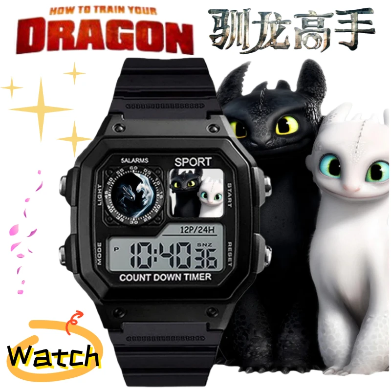 

How to Train Your Dragon Toothless Anime Two-Dimensional Digital Watch Student Digital Display Alarm Multifunction Wristwatch