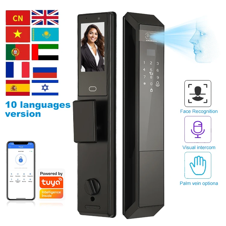 

Factory Price 3D Face Recognition Electric Digital Lock Aluminum Alloy Smart Locks App Biometric Fingerprint Smart Door Lock
