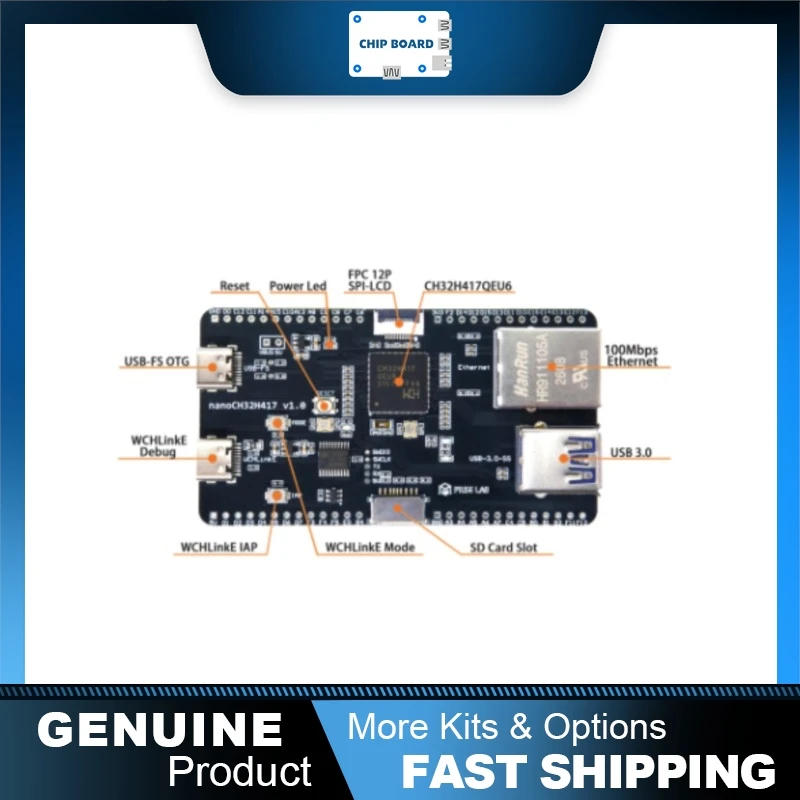 muselab-nanoch32h417開発ボード、wch-ch32h417qeu6-risc-v-mcu、usb-30-デュアルtype-c-イーサネット