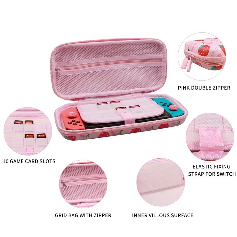 Borsa portaoggetti portatile in EVA rosa per custodia per Console Nintendo Switch / Oled per accessori di gioco borsa per Controller Oled NS Switch