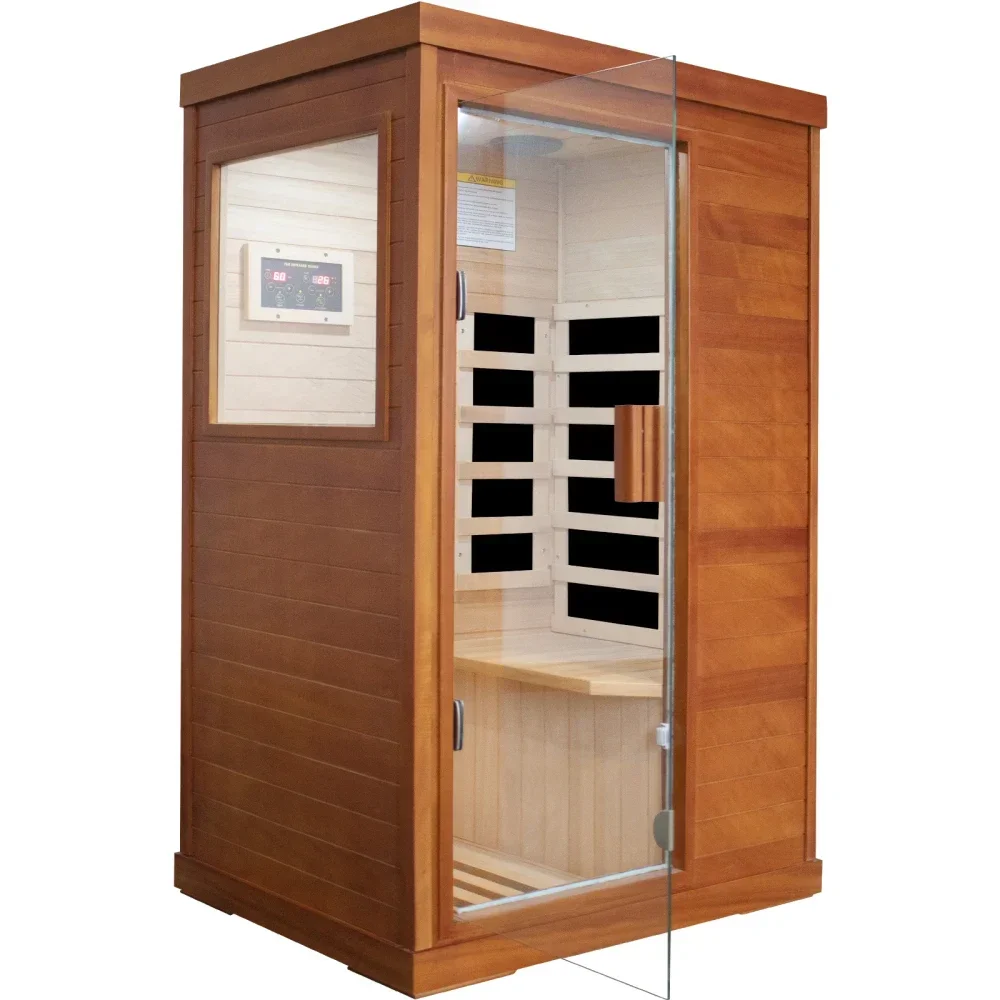 

Infrared Sauna for Home Spa - Bluetooth Speaker, LED Light, Digital Control Panel - 800W Rapid Heating