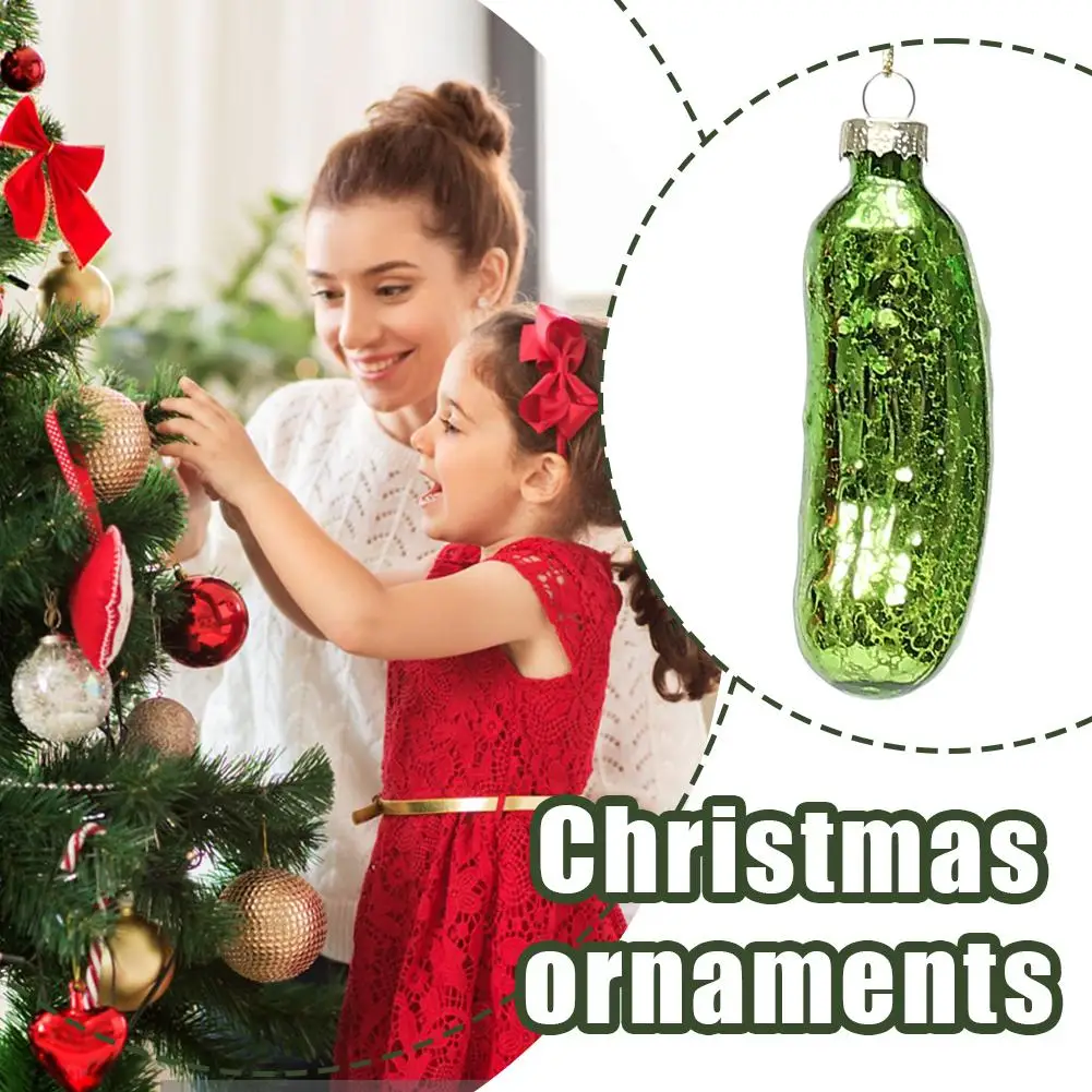 Colgante de pepino de cristal, adorno colgante para árbol de Navidad, adornos de pepino encurtido, decoraciones para árbol de Navidad, colgante creativo