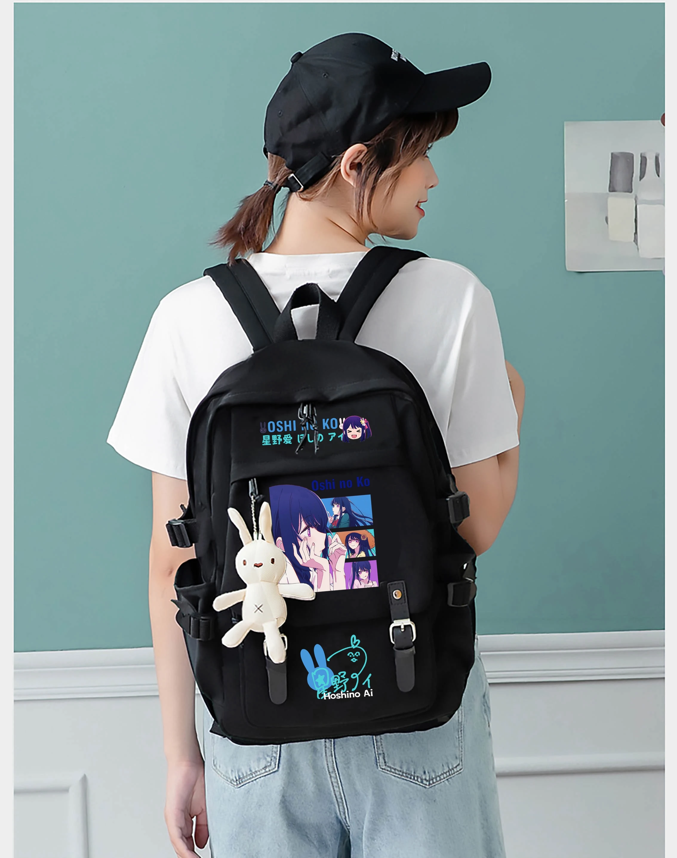 Anime Mochila OSHI NO KO Hoshino Ai Backpack Black Shoulder Travel Bags Students School Book Bag For Kids Teens