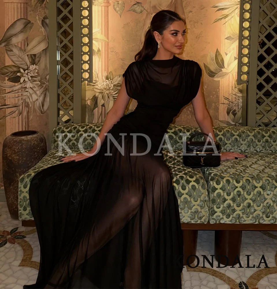 KONDALA العصرية فستان حفلات الكوكتيل المرأة براقة الأسود شبكة مطاطية الغزل فستان طويل 2026 الربيع الصيف موضة خمر فستان #2