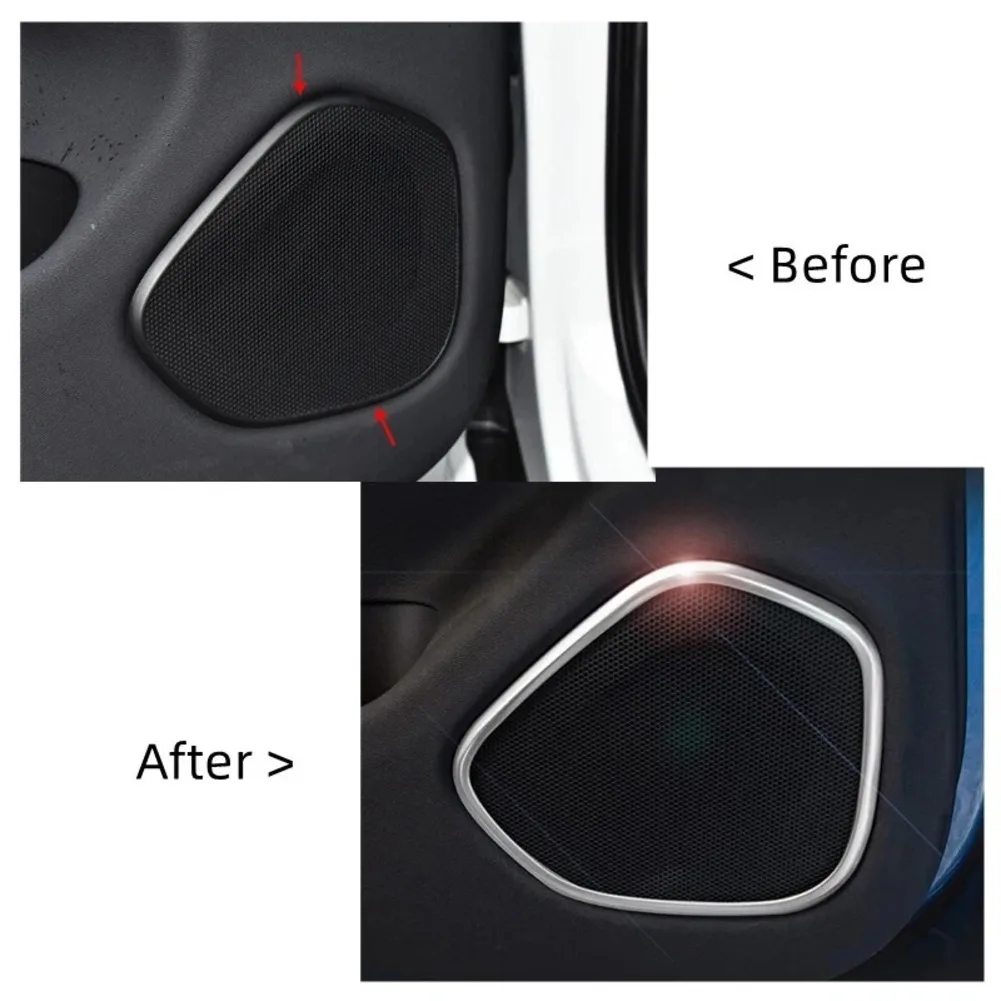 Interior Speaker Cover Speaker Frame Cover Interior Trim Upgrade Wear Resistant Seamless Integration Stainless Steel Material