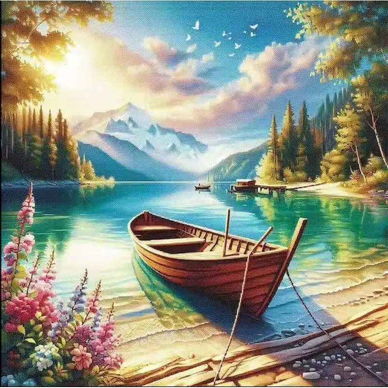 

GATYZTORY 5D DIY Diamond Mosaic River New Arrival Painting Mountain Landscape Picture Rhinestones Tree Embroidery Handmade Gift