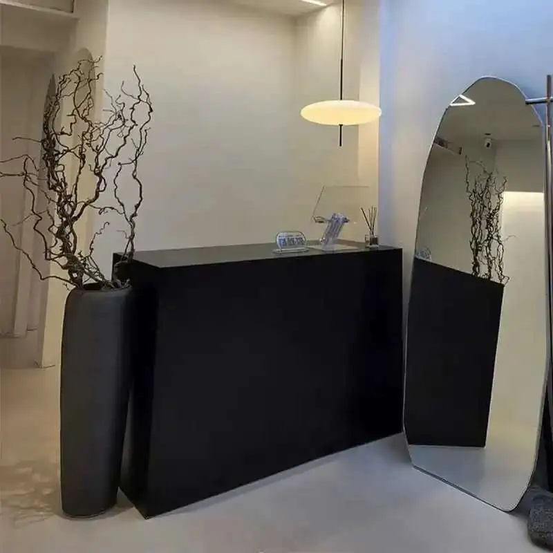 

Outfit Shop Simple Reception Desk Baking Paint Black Minimalism Corporation Counter Storage Office Furniture Receptionsdisk FYRD