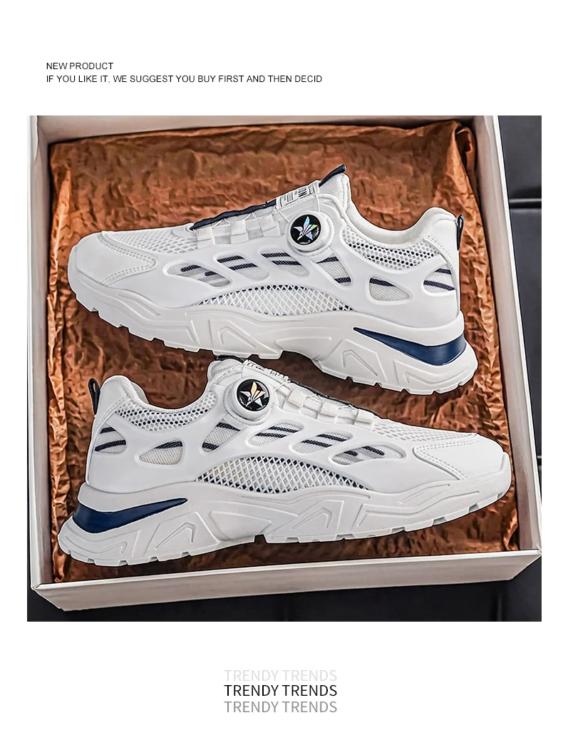 Rotate the Button Men Summer Breathable Sneakers 2026 Versatile Dad Shoes New Student Casual Footwear