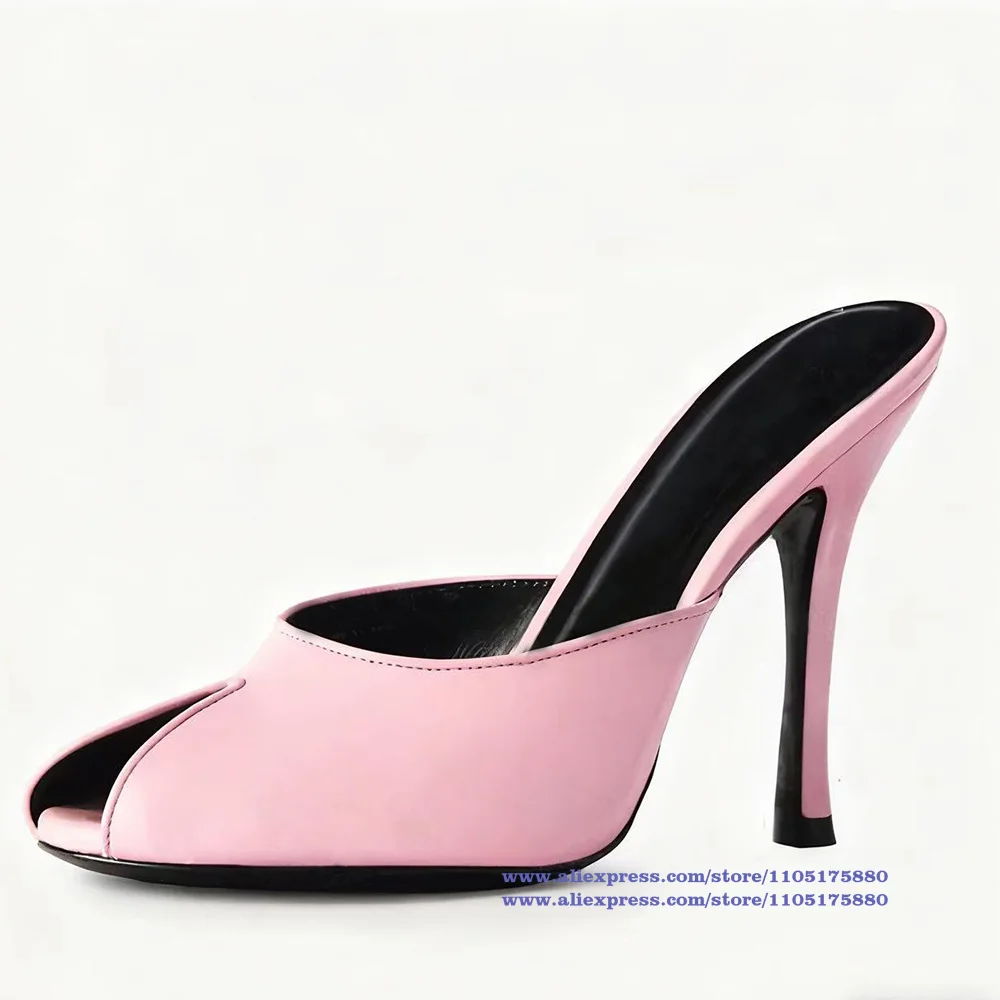 Pantofole con punta aperta rotonda Pantofole eleganti con tacco a spillo Slip On Scarpe eleganti da festa Scarpe da donna Designer Sandalias De Mujer Verano