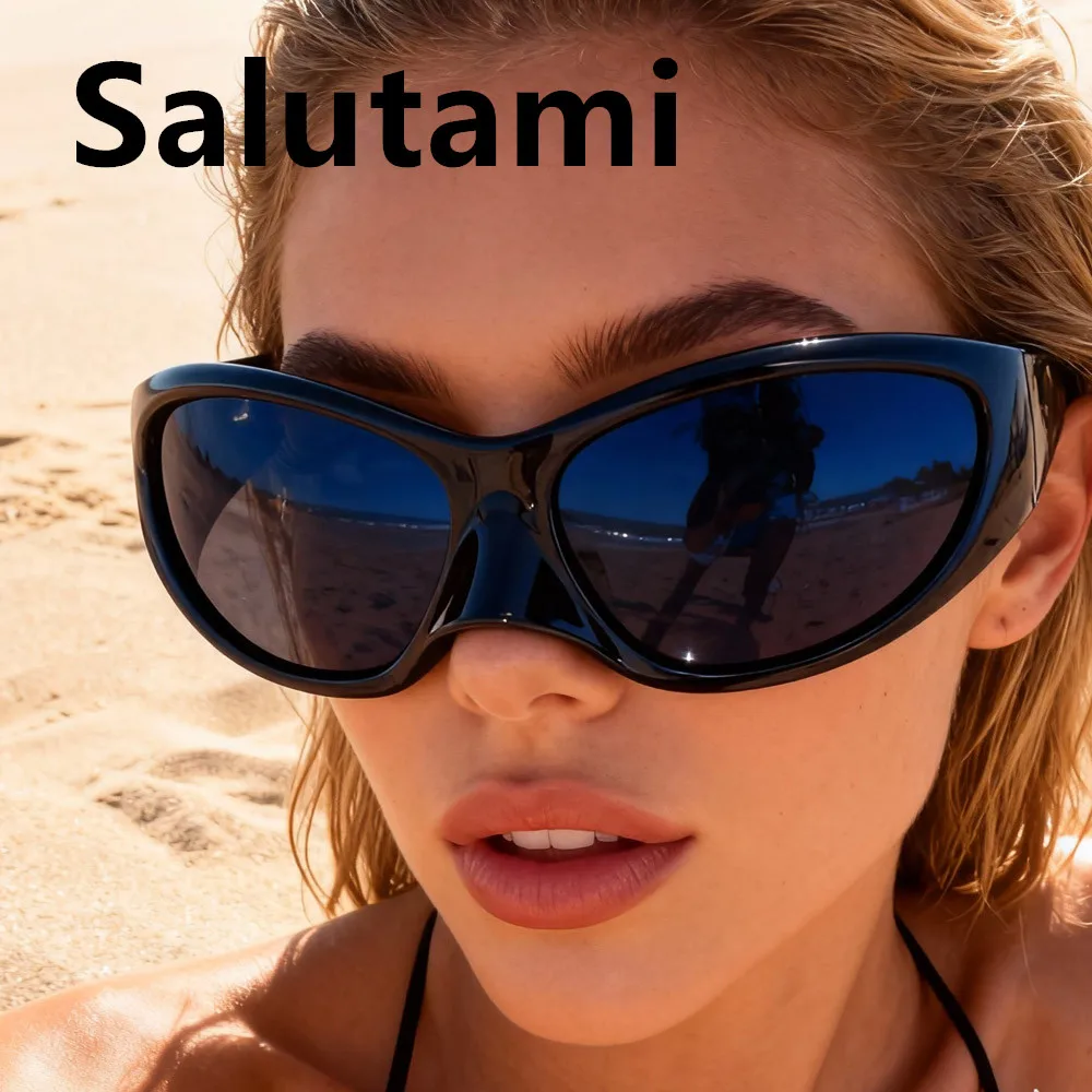 موضة جديدة عين القط Y2K النظارات الشمسية النساء خمر فريد مثير نظارات شمسية الرجال الهيب هوب الشرير النظارات السيدات الأسود في الهواء الطلق ظلال #2