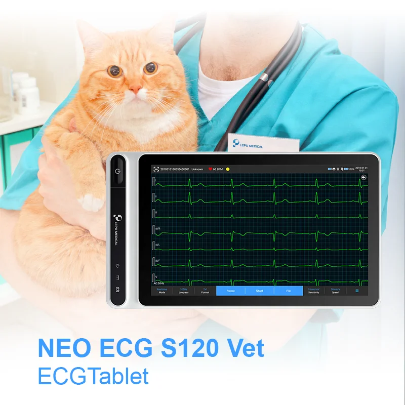 Touch Screen Animal Medical Mobile Heart Monitor Handheld  Portable 3 12 18 Channel Veterinary ECG Machine With CE