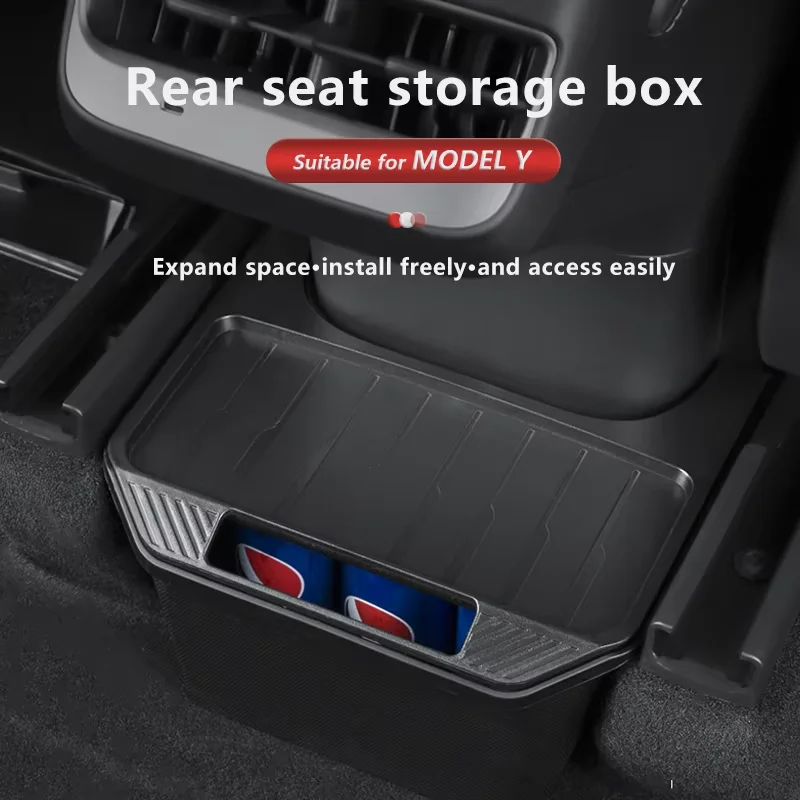 Rear Seat Storage Box for Tesla Model Y TPE Organizer Center Console Bins Backseat Trash Can Garbage Bag Tray Accessories