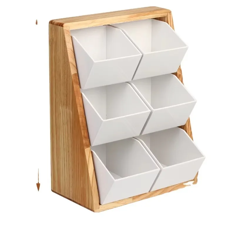 Restaurant Source Pine Frame Acrylic Coffee Cup Storage PMMA Food Display Rack Storage Rack Coffee Seasoning Box