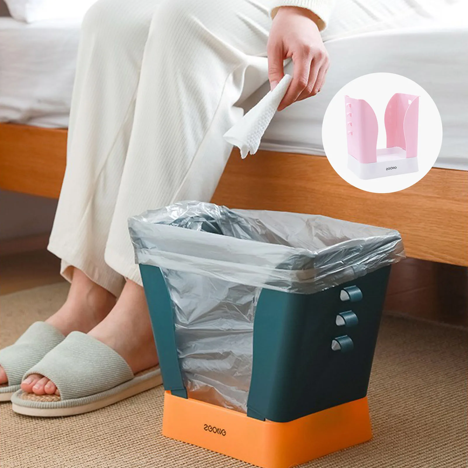 Household Cleaning Tools Waste Bin Extended Trash Household Kitchen Bathroom Nine-Speed Open Close Adjustable Internet Celebrity