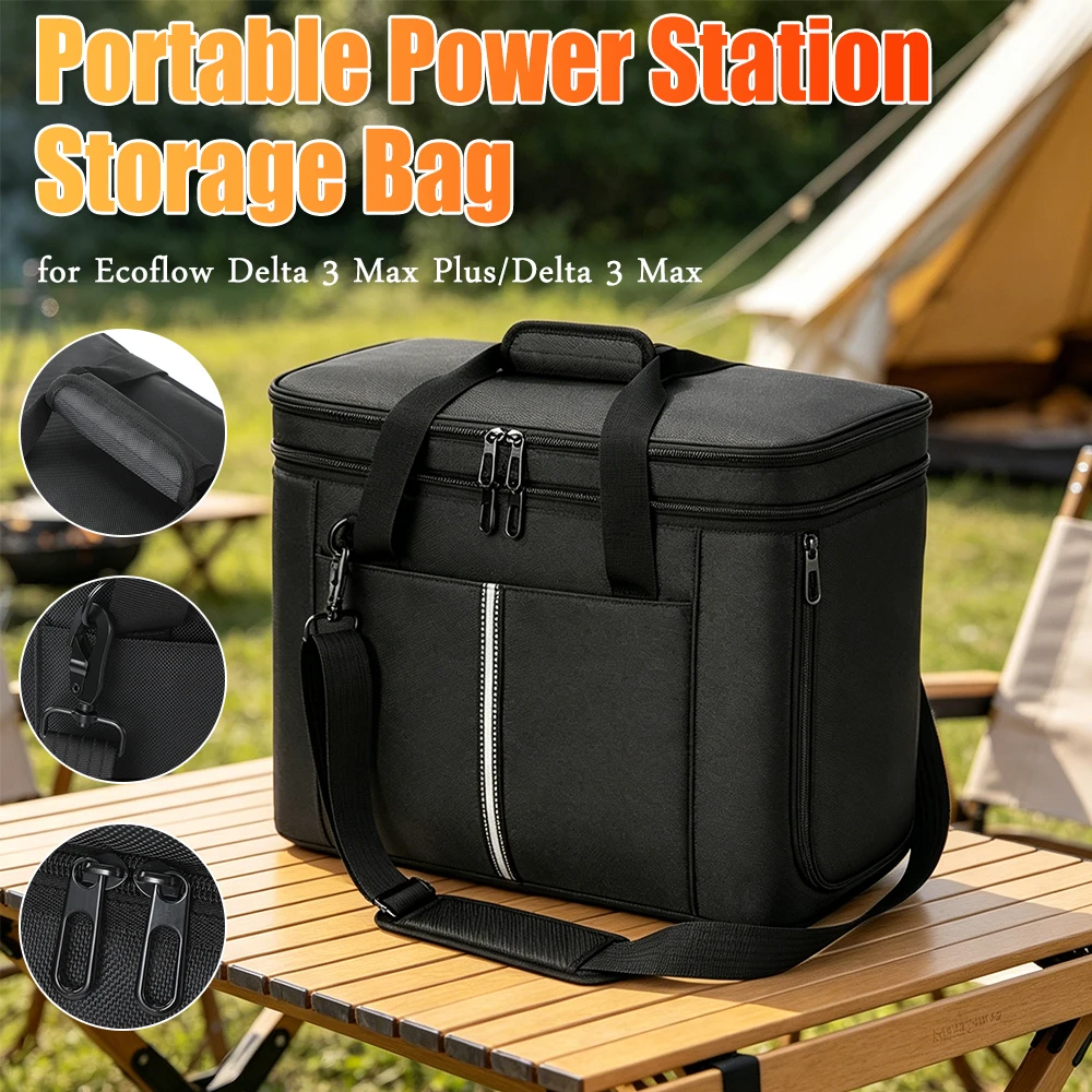 Hard Protective Case for Ecoflow Delta 3 Max Or Max Plus with Shoulder Strap & Handle for Outdoor Camping RV Trip Emergency Use