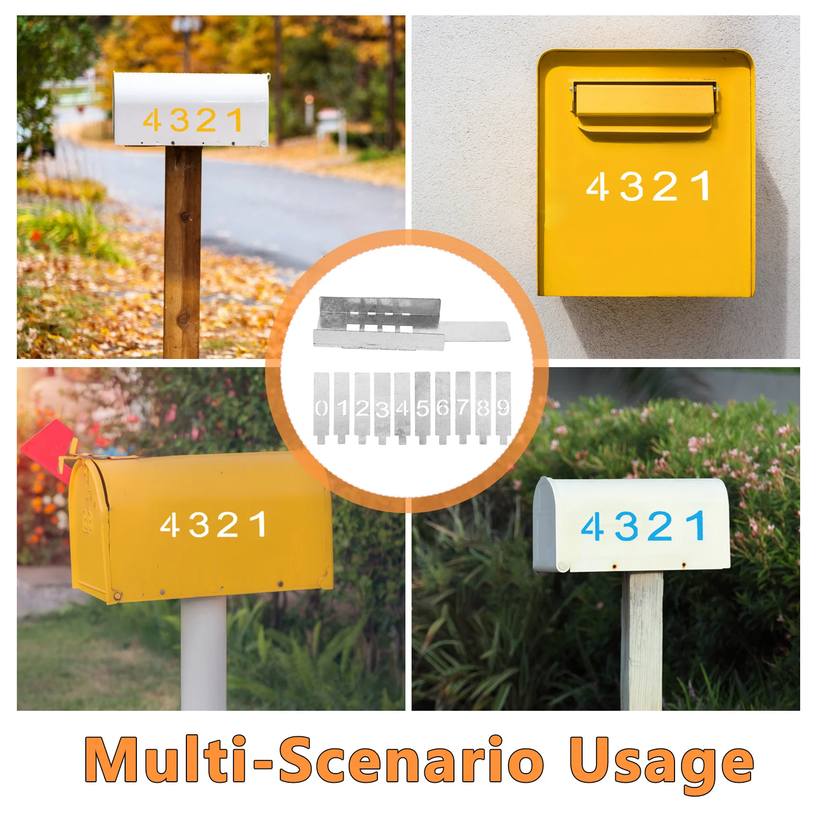 مجموعة واحدة من استنسل أرقام حديدية للرسم على جدران خشبية، قوالب استنسل طلاء رذاذ قابلة لإعادة الاستخدام 0-9 استنسل صغير #4