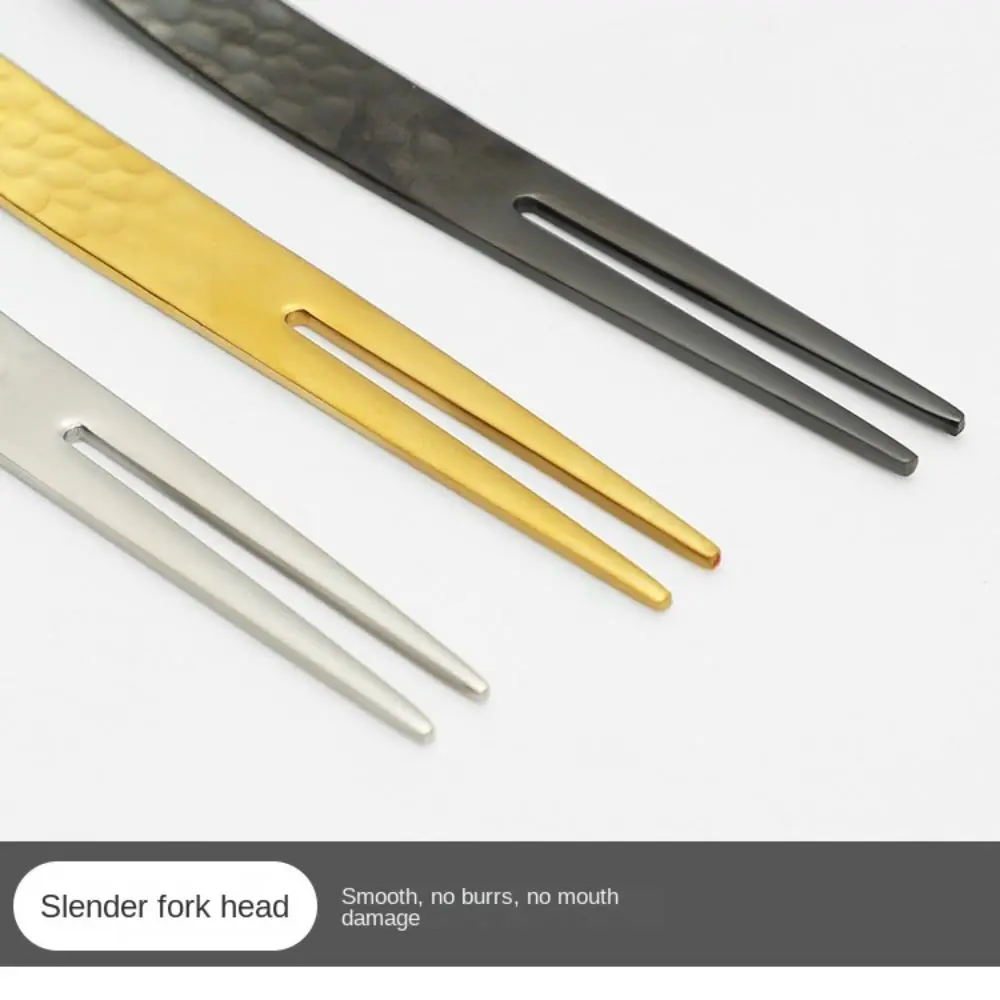 

New 304 Stainless Steel Teaspoon Tableware Japanese Style Stirring Spoon Hammer Pattern Design Fruit Fork