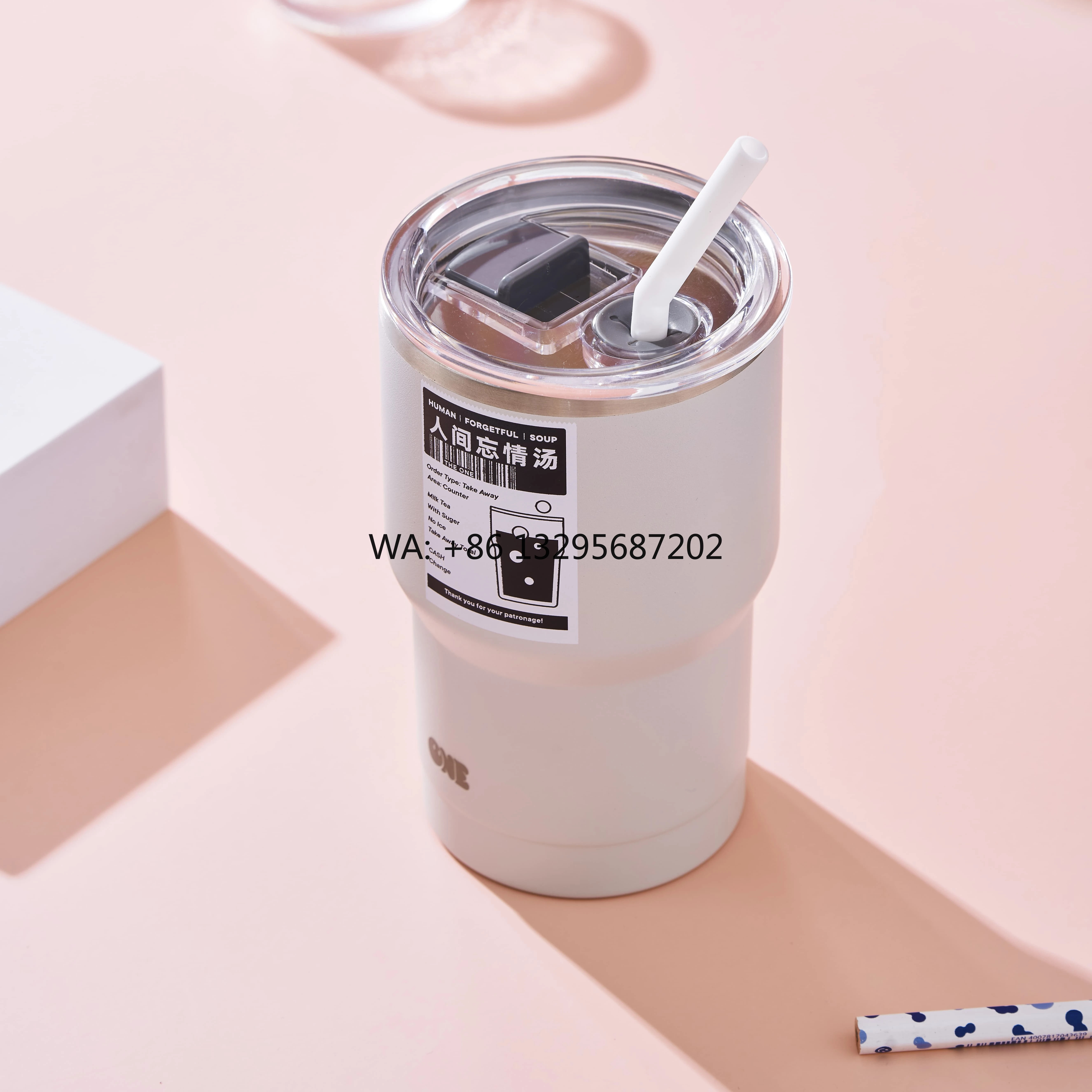 

Custom Theone Stainless Steel Double Wall Vacuum Insulated Tumbler Cup Powder Coated Travel Straw Cap Straight Shape for Coffee