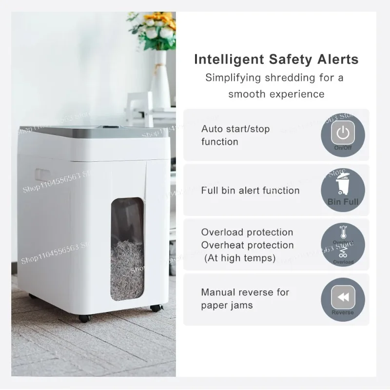 

50L Auto-Feed Paper Shredder - 400-Sheet P5 Micro-Cut Heavy Duty Machine for Home/Office/Commercial Document Destruction