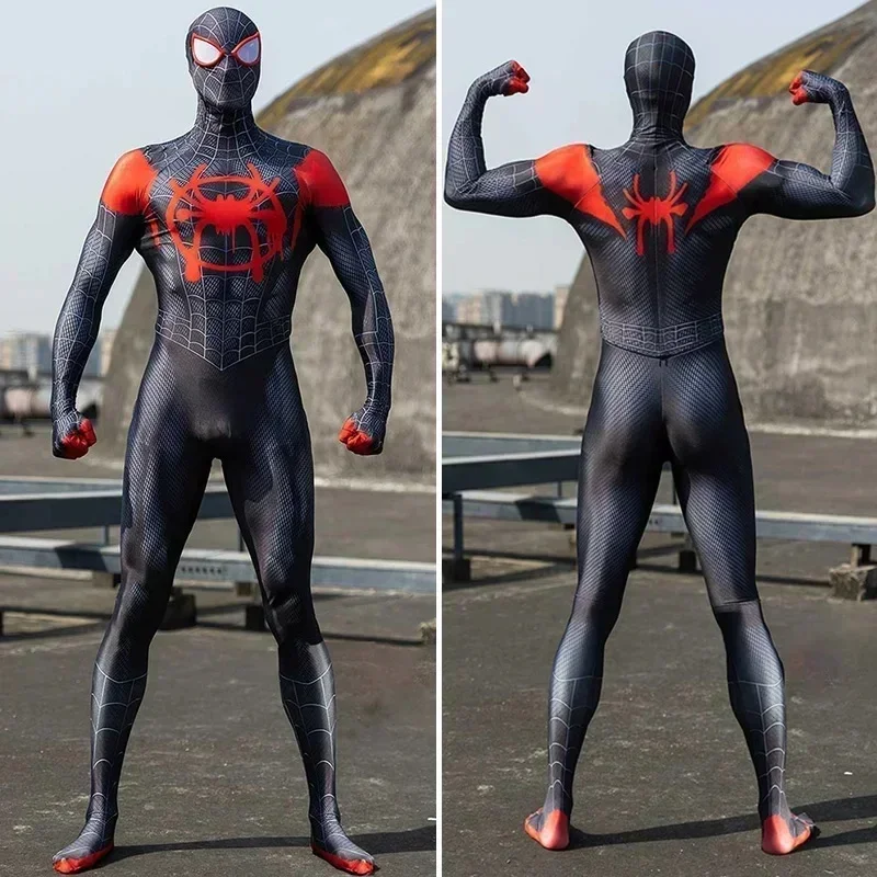 For Adult Anime Spider Man Across The Spider-Verse Cosplay Costume Miles Morales Superhero Jumpsuit