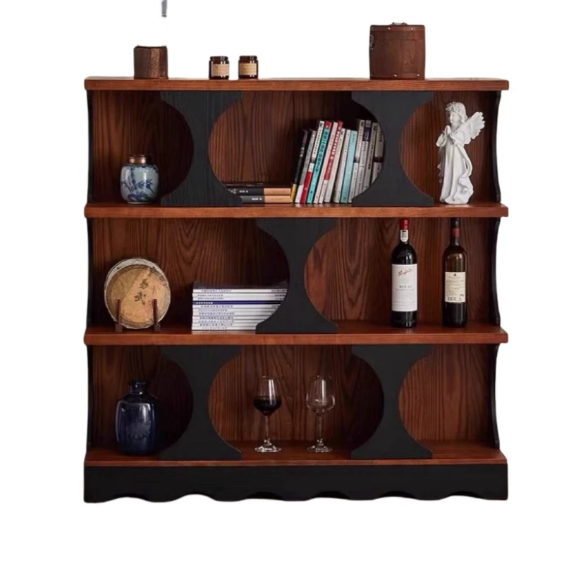

Retro solid wood bookcase, living room display floor cabinet, locker, high-end French medieval entrance cabinet